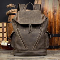 Casual Black Mens Leather 14-inch Large Computer Backpacks Brown College Backpack School Backpacks for men - imessengerbags