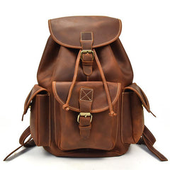 Vintage Leather Mens 14inch Laptop Backpack Travel Backpacks School Backpacks for Men - imessengerbags