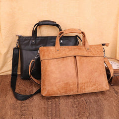Vintage Fashion Leather Mens 13inch Briefcase Laptop Shoulder Bag Business Bag Handbag For Men - imessengerbags