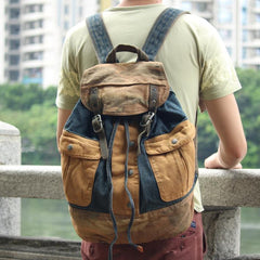 Fashion Denim Blue Mens Large Backpack Laptop Backpack Blue Jean Travel Backpacks For Men - imessengerbags