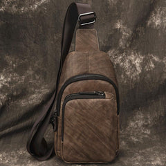 Casual Brown Sling Bag LEATHER MENS Sling Pack One Shoulder BackPack FOR MEN