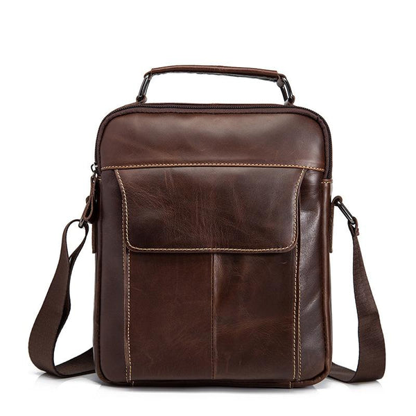 Cool Brown Leather Men's Small Vertical Messenger Bag Brown Small Side Bag For Men - imessengerbags