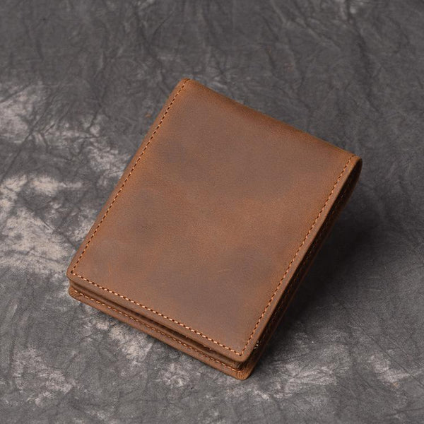 Cool RFID Leather Mens Bifold Small Wallet billfold Wallet Front Pocket Wallets for Men - imessengerbags