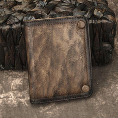 Brown Vintage Bifold Wallet Leather Mens Blue billfold Small Wallet Zipper Small Wallet For Men - imessengerbags