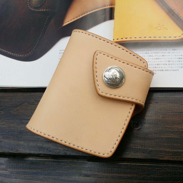 Handmade Leather Biker Wallet Mens Cool Short Chain Wallet Trucker Wallet with Chain - imessengerbags