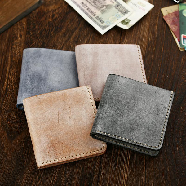 Simple SLim  Handmade Cool Mens Black billfold Wallet Blue Card Wallet Brown Wallet For Men