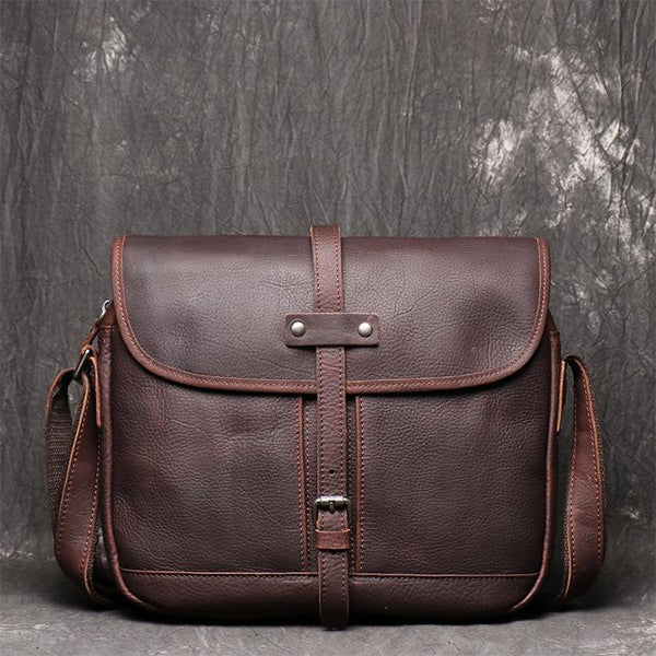 Maroon Cool Leather 10 inches Brown Messenger Bag Side Bag Courier Bag For Men