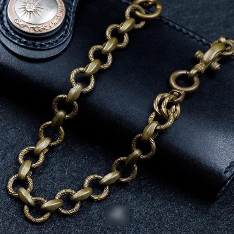 Cool Men's Handmade Pure Brass Snake Head Key Chain Pants Chains Biker Wallet Chain For Men