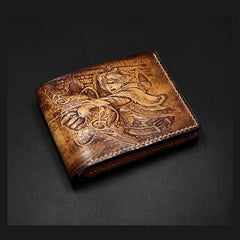 Handmade Leather Tooled League of Legends LOL Ezreal the Prodigal Explorer Mens billfold Wallet Cool Leather Wallet Slim Wallet for Men - imessengerbags