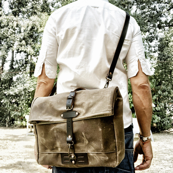 Men's Waxed Canvas Messenger Bag Leather Flap – Luke Case