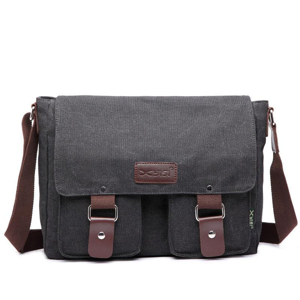 Cool Canvas Leather Mens Black Side Bag Blue Shoulder Bag Red College Bag Messenger Bag for Men