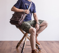Genuine Leather Mens Cool Messenger Bag Square Bag Chest Bag Bike Bag Cycling Bag for men - imessengerbags