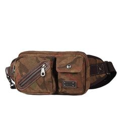 Yellow Camouflage Canvas Fanny Packs Men's Chest Bag Canvas Hip Bag Waist Bags For Men