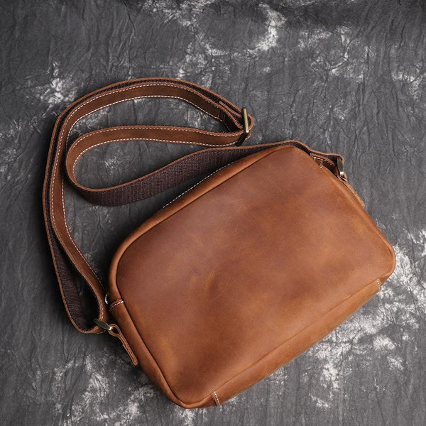 Handmade Vintage Leather Mens Small Messenger Bag Coffee Cell Phone Sh –  iwalletsmen