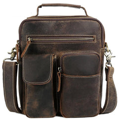 Casual Vintage Leather Mens Small Side Bag Small Messenger bag Small Crossbody Bag For Men - imessengerbags
