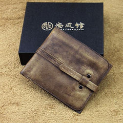 Handmade Mens Cool billfold Leather Wallet Men Small Slim Wallets Bifold for Men - imessengerbags