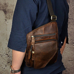 Leather Mens Chest Bag Sling Bag Sling Shoulder Bag Sling Backpacksfor men - imessengerbags