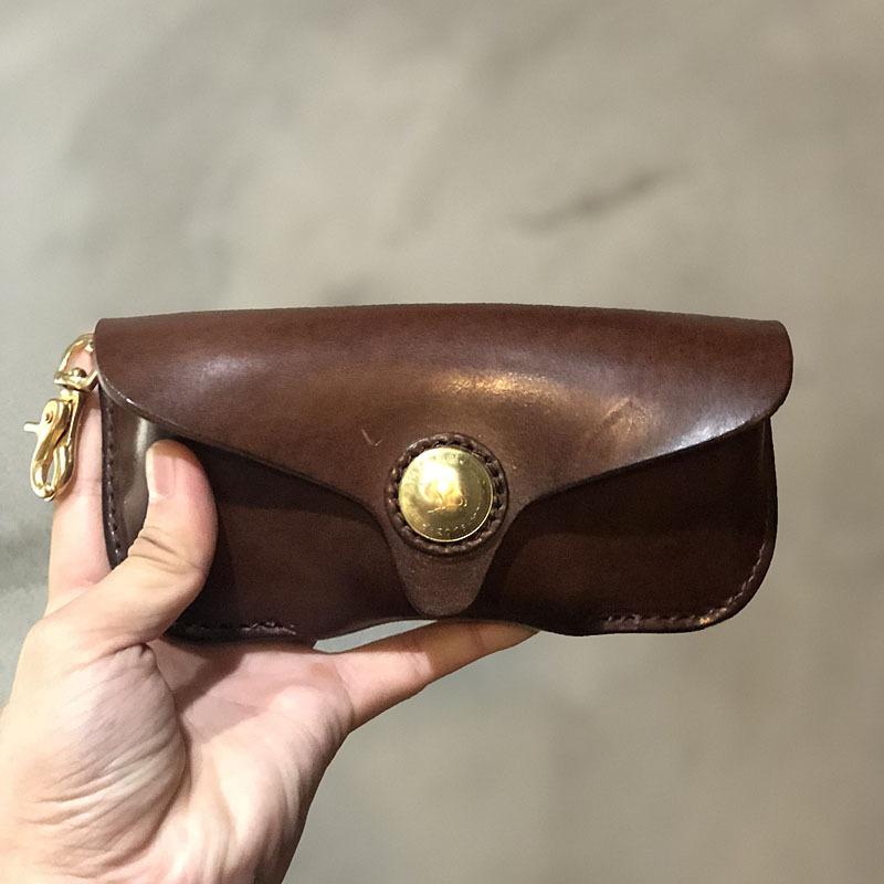 Handmade Mens Cool Brown Leather Glasses Case Glasses Box Black Glasses Holder Sunglasses Case for Men - imessengerbags