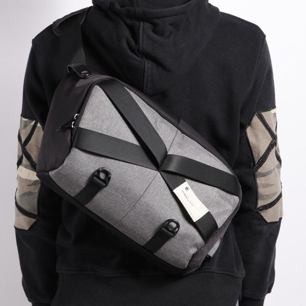 Cool Nylon Cloth Casual Men's Stitching Sling Bag Black One Shoulder Backpack Side Bag For Men - imessengerbags