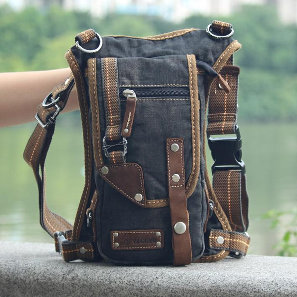 Black Denim Mens Casual Small Belt Bag Fanny Pack Messenger Bag Green Jean Waist Bag DropLeg Bags For Men