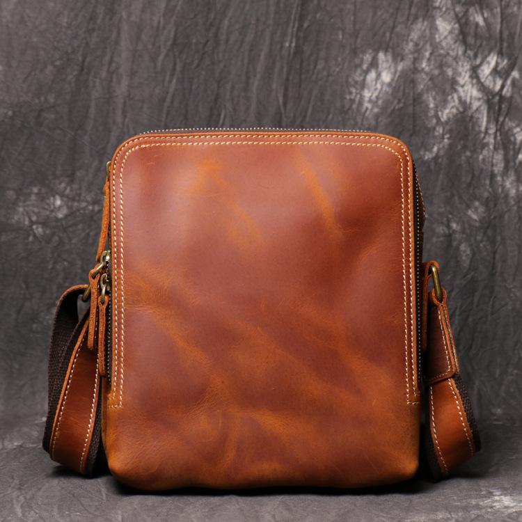 Cool Brown LEATHER MENS Ipad Vertical SIDE BAG COURIER BAG Vertical MESSENGER BAG FOR MEN