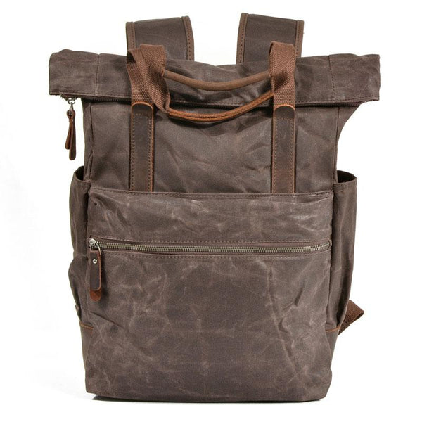 Waxed Canvas Leather Mens Backpack Canvas Travel Backpack Canvas School Backpack for Men - imessengerbags