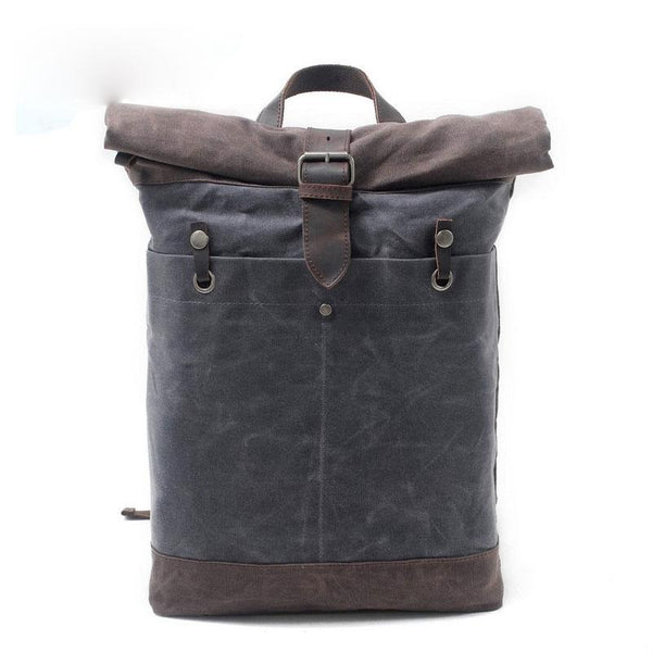 Cool Waxed Canvas Leather Mens Hiking Backpacks Canvas LaptopBackpack Canvas School Backpack for Men - imessengerbags