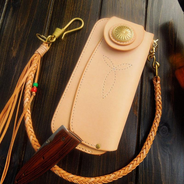 Handmade Leather Biker Wallet Mens Cool Chain Wallet Trucker Wallet with Chain - imessengerbags