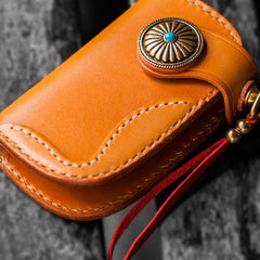 Handmade Leather Biker Mens Cool Car Key Wallet Coin Wallet Pouch Car KeyChain for Men - imessengerbags