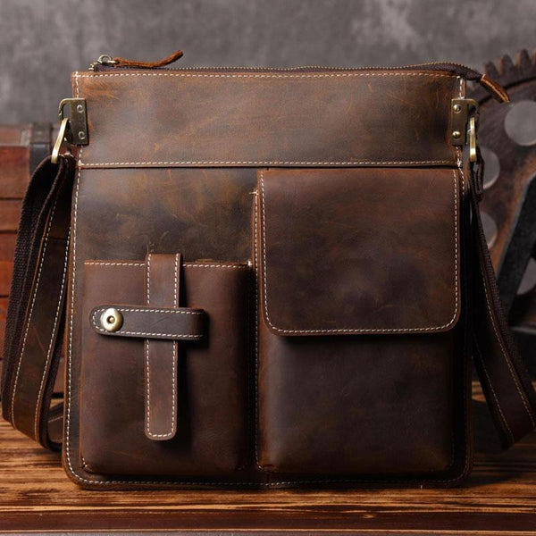 Cool Leather Mens Shoulder Bag Messenger Bag Chest Bag for men - imessengerbags