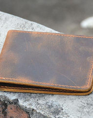 Vintage Mens Leather Slim Bifold Small Wallet Cool billfold Slim Small Wallet for Men - imessengerbags