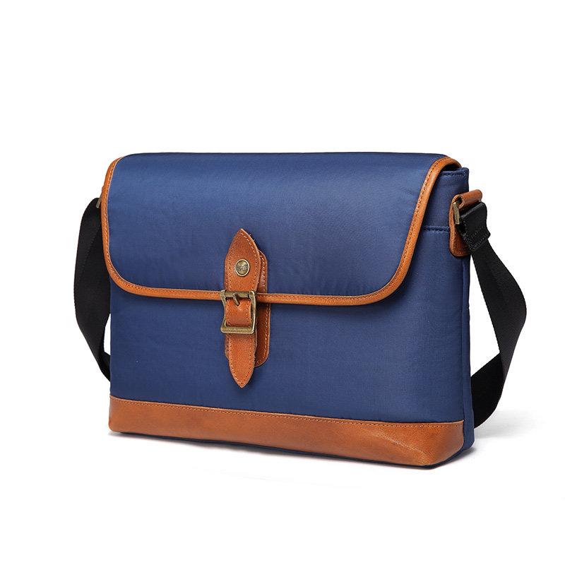 Blue Nylon Leather Mens Casual Side Bag Small Messenger Bags Casual Courier Bags for Men