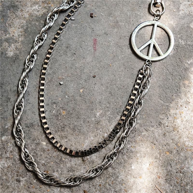 Badass Mens Double Pacifism Long Stainless steel Pants Chain Wallet Chain For Men - imessengerbags