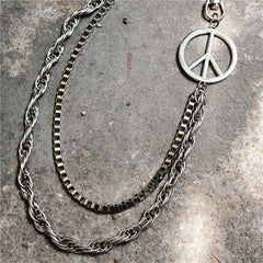 Badass Mens Double Pacifism Long Stainless steel Pants Chain Wallet Chain For Men - imessengerbags
