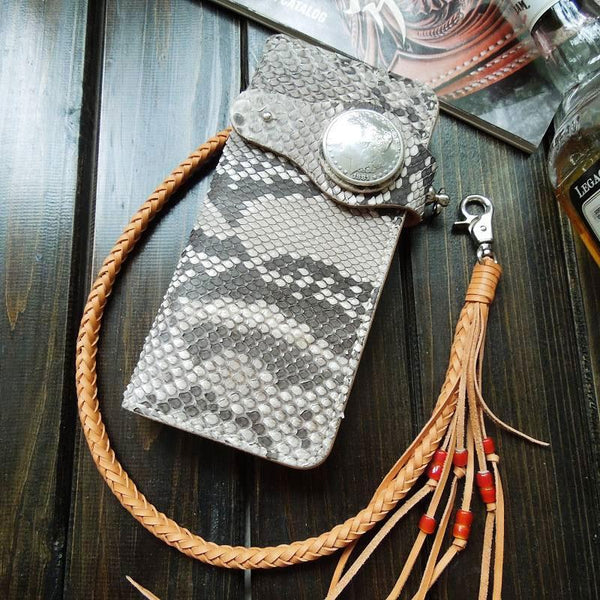 Handmade Leather Biker Wallet Mens Cool Chain Wallet Trucker Wallet with Chain - imessengerbags