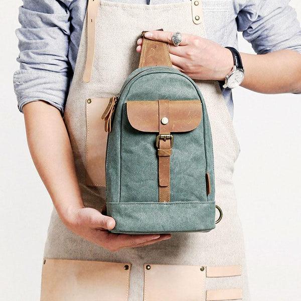 Cool Canvas Mens Sling Bag Sling Backpack One Shoulder Pack Chest Bag for men - imessengerbags