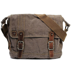 Cool Canvas Black Mens 13 inches Messenger Bag Side Bag Green Postman Bag Courier Bag For Men