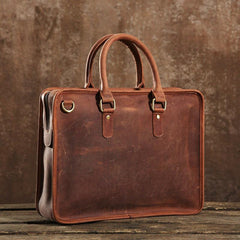 Handmade Leather Mens Cool Messenger Bag Briefcase Work Bag Business Bag Laptop Bag for men