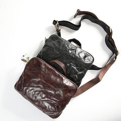 DISTRESSED BROWN LEATHER MEN'S Side Bag Black MESSENGER BAG Small Postman bag FOR MEN