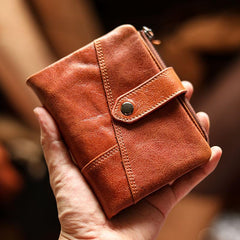 Cool Brown Leather Mens billfold Wallet Bifold SMall Wallet Black Front Pocket Wallet For Men - imessengerbags