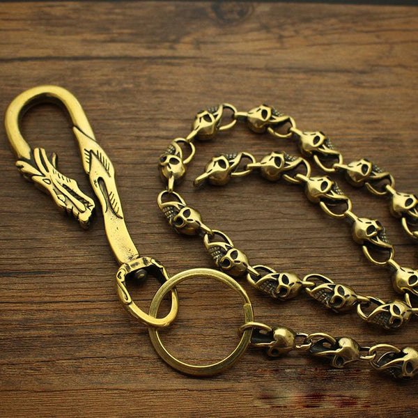 Fashion Brass 18" Mens Skull Key Chain Pants Chain Wallet Chain Motorcycle Wallet Chain for Men
