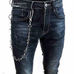 28'' Metal CROSS LOOPS BIKER SILVER WALLET CHAIN LONG PANTS CHAIN SILVER Jeans Chain Jean Chain FOR MEN