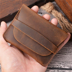 Vintage Brown Leather Men's Coin Holder Black Card Wallet Slim billfold Wallet For Men - imessengerbags