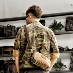 Cool Canvas Mens Green Clutch Bag Mini Side Bag Gray Small Messenger Bag For Men - imessengerbags