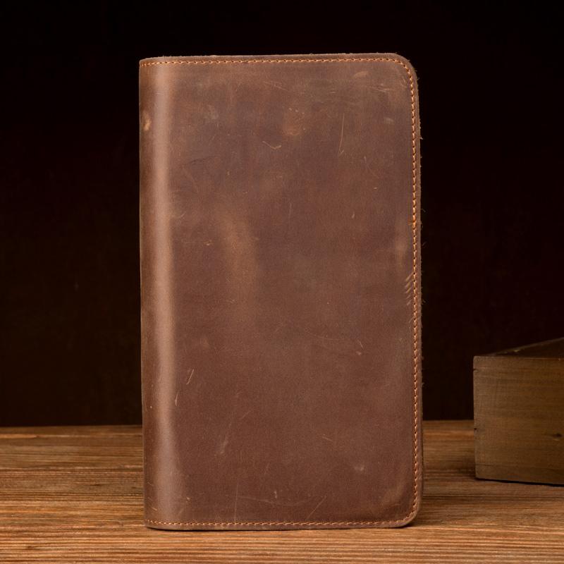 Brown Cool Mens long Wallet Wristlet Wallet Clutch Wallet Bifold Long Wallet for Men - imessengerbags