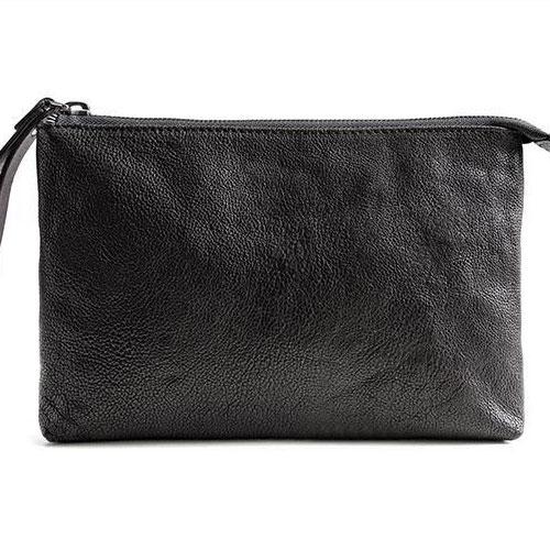 Genuine Leather Mens Cool Long Leather ipad bag Wrist Bifold Clutch Wallet for Men