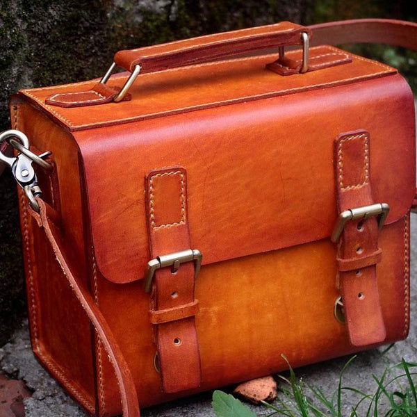 Cool Handmade Leather Mens Small Messenger Bag Camera Bag for men - imessengerbags