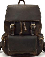 Cool Leather Black Coffee Mens Satchel Backpacks Travel Backpack 14inch Laptop Backpack for Men - imessengerbags