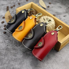 Cool Black Leather Men's Key Wallet Car Key Red Holder Key Holder For Men - imessengerbags