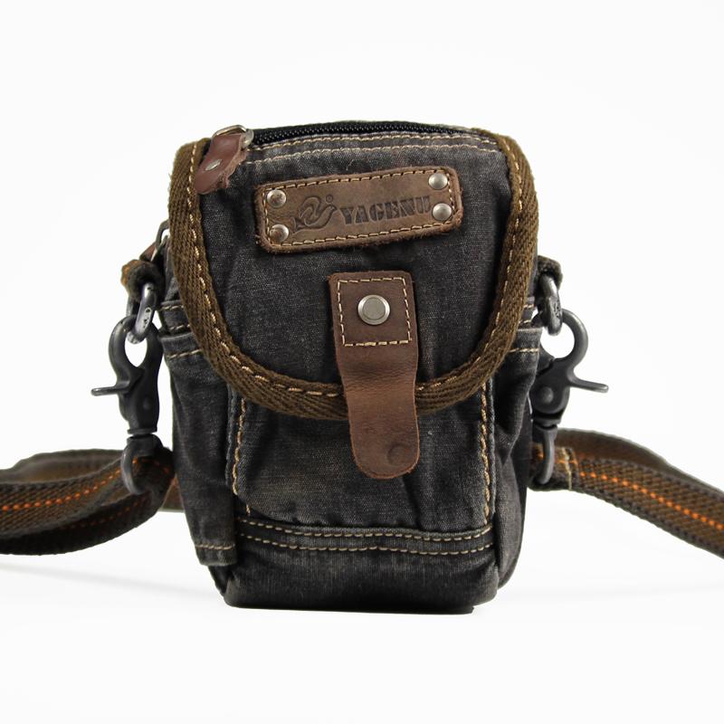Canvas Black Mens Mini Side Messenger Bag Canvas Belt Pouch Waist Bag For Men - imessengerbags